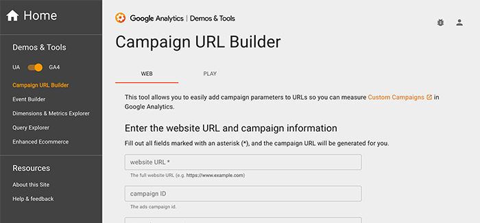 Campaign URL Builderスクリーンショット